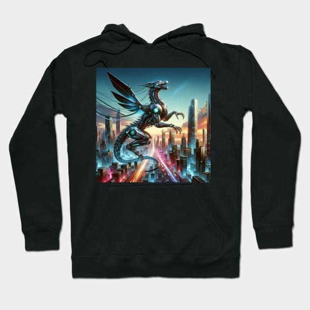 Neon Drake: Guardian of the Future Metropolis Hoodie by ElectricPeacock